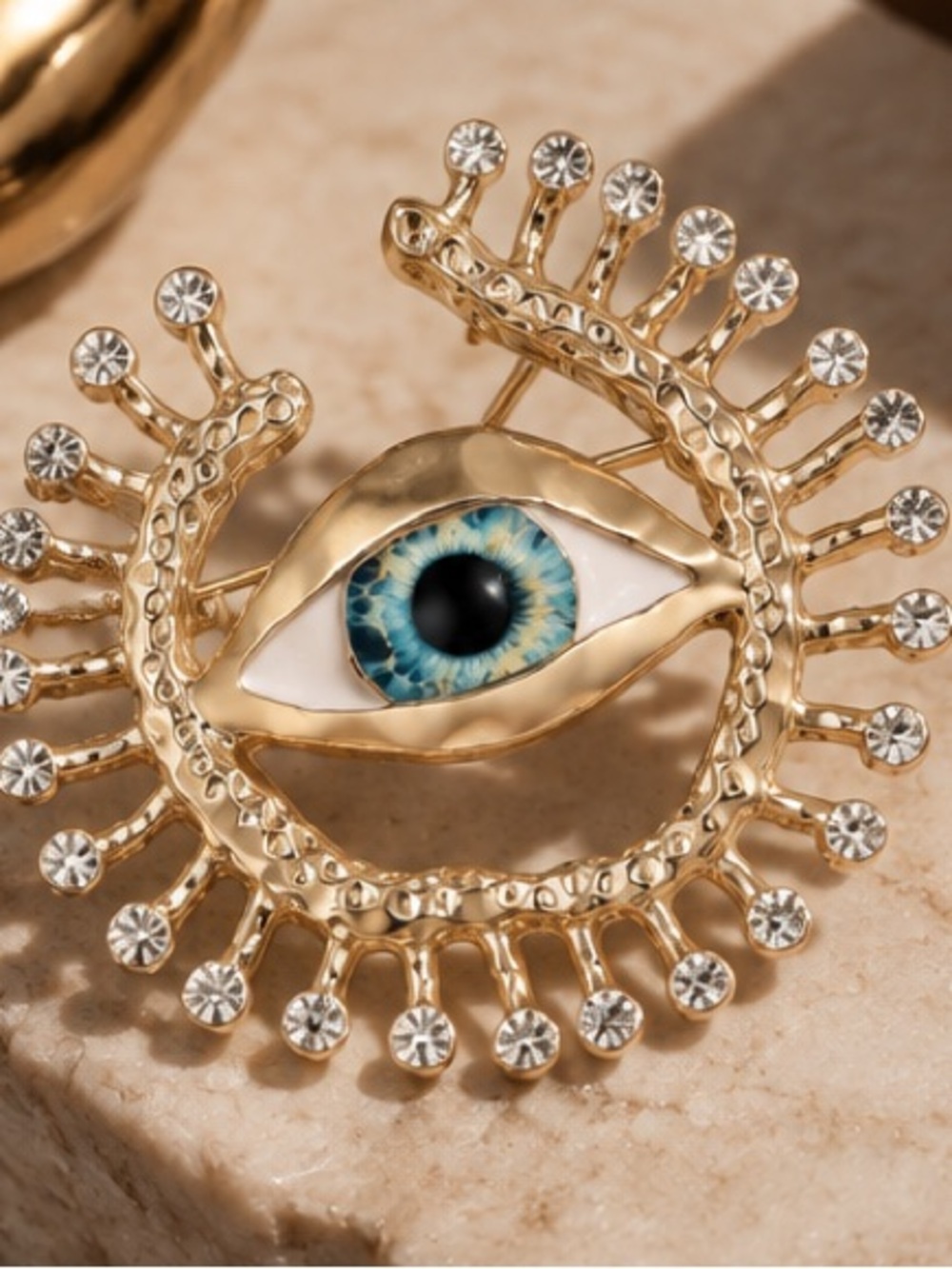 Surreal Eye Brooch in Gilded Gold